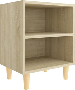 vidaXL - Nachtkastje - met - houten - poten - 40x30x50 - cm - sonoma - eikenkleurig