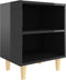 vidaXL - Nachtkastje - met - houten - poten - 40x30x50 - cm - hoogglans - zwart