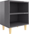 vidaXL - Nachtkastje - met - houten - poten - 40x30x50 - cm - hoogglans - grijs