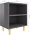 vidaXL - Nachtkastje - met - houten - poten - 40x30x50 - cm - hoogglans - grijs