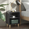 vidaXL - Nachtkastje - met - houten - poten - 40x30x50 - cm - hoogglans - grijs