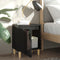 vidaXL - Nachtkastje - met - houten - poten - 40x30x50 - cm - hoogglans - zwart