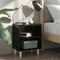 vidaXL - Nachtkastje - met - houten - poten - 40x30x50 - cm - hoogglans - zwart