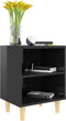 vidaXL - Nachtkastje - met - houten - poten - 40x30x50 - cm - hoogglans - zwart