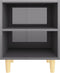 vidaXL - Nachtkastje - met - houten - poten - 40x30x50 - cm - hoogglans - grijs