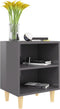 vidaXL - Nachtkastje - met - houten - poten - 40x30x50 - cm - hoogglans - grijs