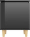 vidaXL - Nachtkastje - met - houten - poten - 40x30x50 - cm - hoogglans - zwart
