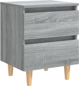 vidaXL - Nachtkastje - met - houten - poten - 40x35x50 - cm - grijs - sonoma - eiken