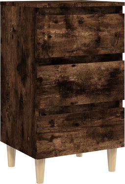 vidaXL - Nachtkastje - met - houten - poten - 40x35x69 - cm - gerookt - eikenkleurig