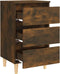 vidaXL - Nachtkastje - met - houten - poten - 40x35x69 - cm - gerookt - eikenkleurig