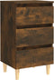 vidaXL - Nachtkastje - met - houten - poten - 40x35x69 - cm - gerookt - eikenkleurig