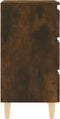 vidaXL - Nachtkastje - met - houten - poten - 40x35x69 - cm - gerookt - eikenkleurig