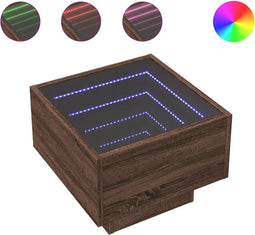 vidaXL - Nachtkastje - met - Infinity - LED - 40x40x30 - cm - bruin - eikenkleurig