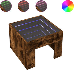 vidaXL - Nachtkastje - met - Infinity - LED - 40x40x30 - cm - gerookt - eikenkleurig