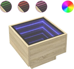 vidaXL - Nachtkastje - met - Infinity - LED - 40x40x30 - cm - sonoma - eikenkleurig