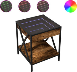 vidaXL - Nachtkastje - met - Infinity - LED - 40x40x49 - cm - gerookt - eikenkleurig