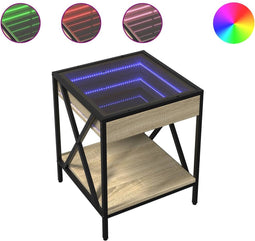 vidaXL - Nachtkastje - met - Infinity - LED - 40x40x49 - cm - sonoma - eikenkleurig