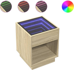 vidaXL - Nachtkastje - met - Infinity - LED - 40x40x50 - cm - sonoma - eikenkleurig