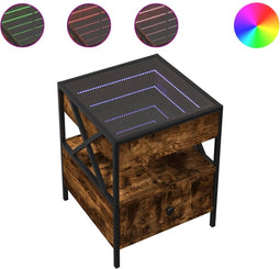 vidaXL - Nachtkastje - met - Infinity - LED - 40x40x51 - cm - gerookt - eikenkleurig