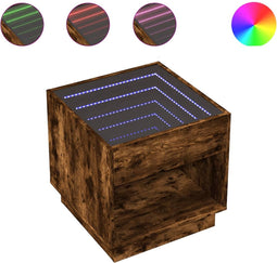 vidaXL - Nachtkastje - met - Infinity - LED - 50x50x50 - cm - gerookt - eikenkleurig