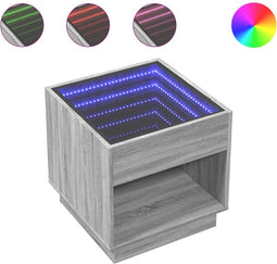 vidaXL - Nachtkastje - met - Infinity - LED - 50x50x50 - cm - grijs - sonoma - eiken
