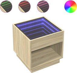 vidaXL - Nachtkastje - met - Infinity - LED - 50x50x50 - cm - sonoma - eikenkleurig