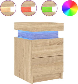 vidaXL - Nachtkastje - met - LED-verlichting - 35x39x55 - cm - sonoma - eikenkleurig