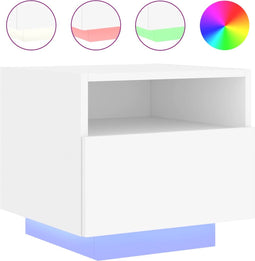 vidaXL - Nachtkastje - met - LED-verlichting - 40x39x37 - cm - wit