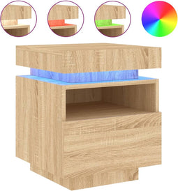 vidaXL - Nachtkastje - met - LED-verlichting - 40x39x48,5 - cm - sonoma - eikenkleur