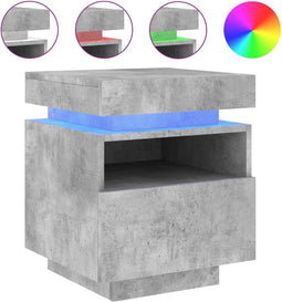 vidaXL - Nachtkastje - met - LED-verlichting - 40x39x48,5 - cm - betongrijs