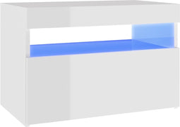 vidaXL - Nachtkastje - met - LED-verlichting - 60x35x40 - cm - hoogglans - wit