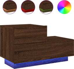 vidaXL - Nachtkastje - met - LED-verlichting - 70x36x40,5 - cm - bruin - eikenkleur