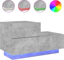 vidaXL - Nachtkastje - met - LED-verlichting - 70x36x40,5 - cm - betongrijs