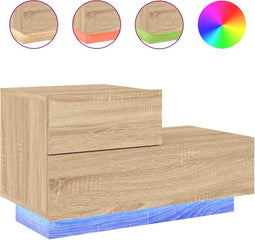 vidaXL - Nachtkastje - met - LED-verlichting - 70x36x40,5 - cm - sonoma - eikenkleur