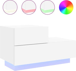 vidaXL - Nachtkastje - met - LED-verlichting - 70x36x40,5 - cm - wit