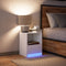 vidaXL - Nachtkastje - met - LED-verlichting - bewerkt - hout - wit