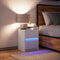 vidaXL - Nachtkastje - met - LED-verlichting - bewerkt - hout - wit