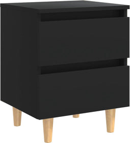 vidaXL - Nachtkastje - met - massief - grenenhouten - poten - 40x35x50 - cm - zwart