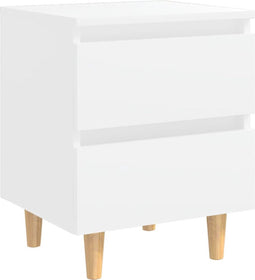 vidaXL - Nachtkastje - met - massief - grenenhouten - poten - 40x35x50 - cm - wit