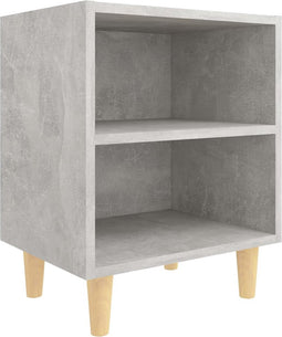 vidaXL - Nachtkastje - met - massief - houten - poten - 40x30x50 - cm - betongrijs