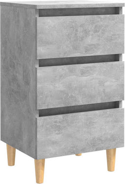 vidaXL - Nachtkastje - met - massief - houten - poten - 40x35x69 - cm - betongrijs