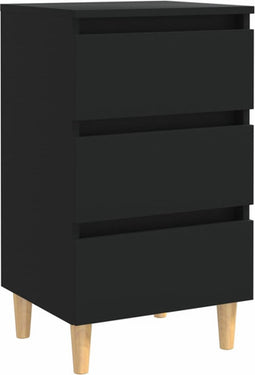 vidaXL - Nachtkastje - met - massief - houten - poten - 40x35x69 - cm - zwart