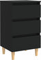 vidaXL - Nachtkastje - met - massief - houten - poten - 40x35x69 - cm - zwart