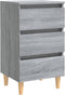 vidaXL - Nachtkastje - met - massief - houten - poten - 40x35x69 - cm - grijs - sonoma