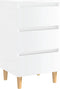 vidaXL - Nachtkastje - met - massief - houten - poten - 40x35x69 - cm - hoogglans - wit