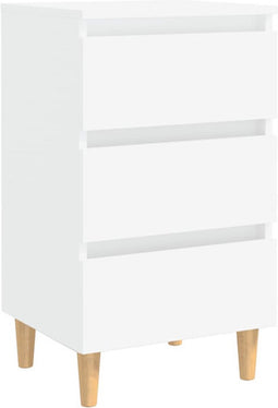 vidaXL - Nachtkastje - met - massief - houten - poten - 40x35x69 - cm - wit