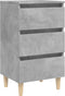 vidaXL - Nachtkastje - met - massief - houten - poten - 40x35x69 - cm - betongrijs