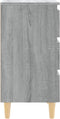 vidaXL - Nachtkastje - met - massief - houten - poten - 40x35x69 - cm - grijs - sonoma