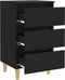 vidaXL - Nachtkastje - met - massief - houten - poten - 40x35x69 - cm - zwart