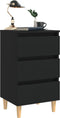 vidaXL - Nachtkastje - met - massief - houten - poten - 40x35x69 - cm - zwart